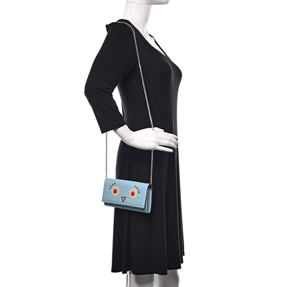 Fendi Vitello Century Lucido Hypnoteyes Studded Continental Wallet on Chain Turchese Pallido White Multicolor 2 of 10