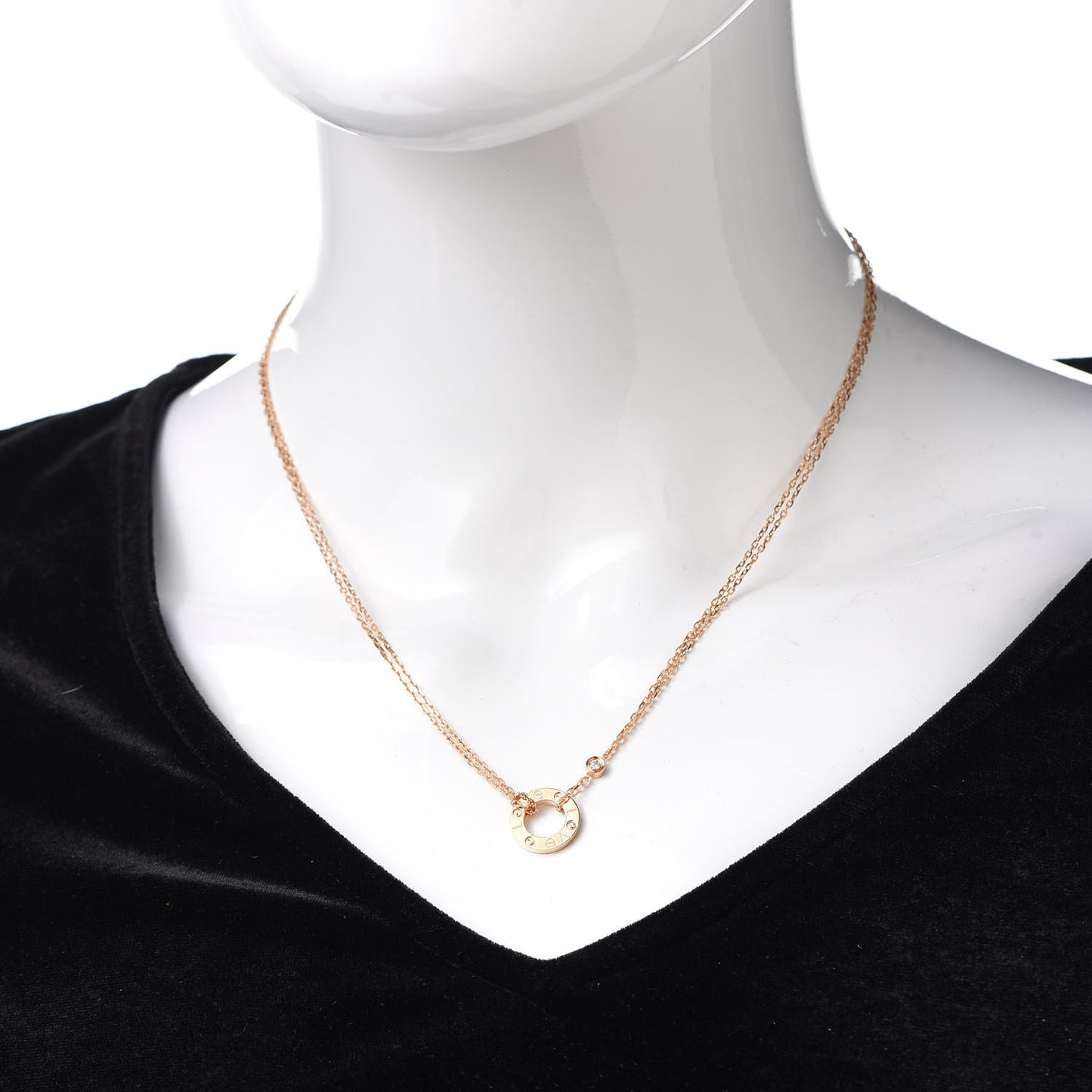 18K Pink Gold 2 Diamond LOVE Necklace