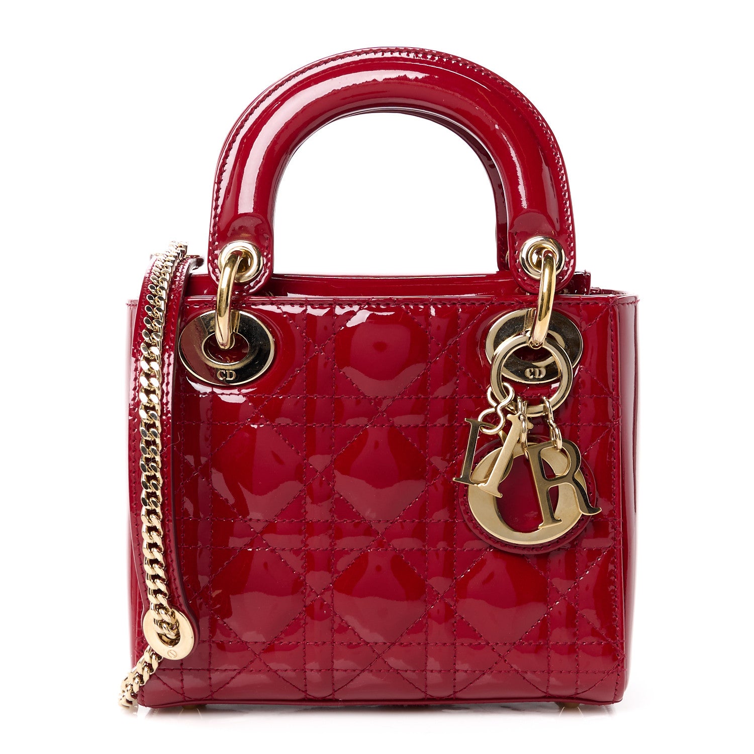 Christian Dior Patent Cannage Mini Lady Dior Red 1 of 10