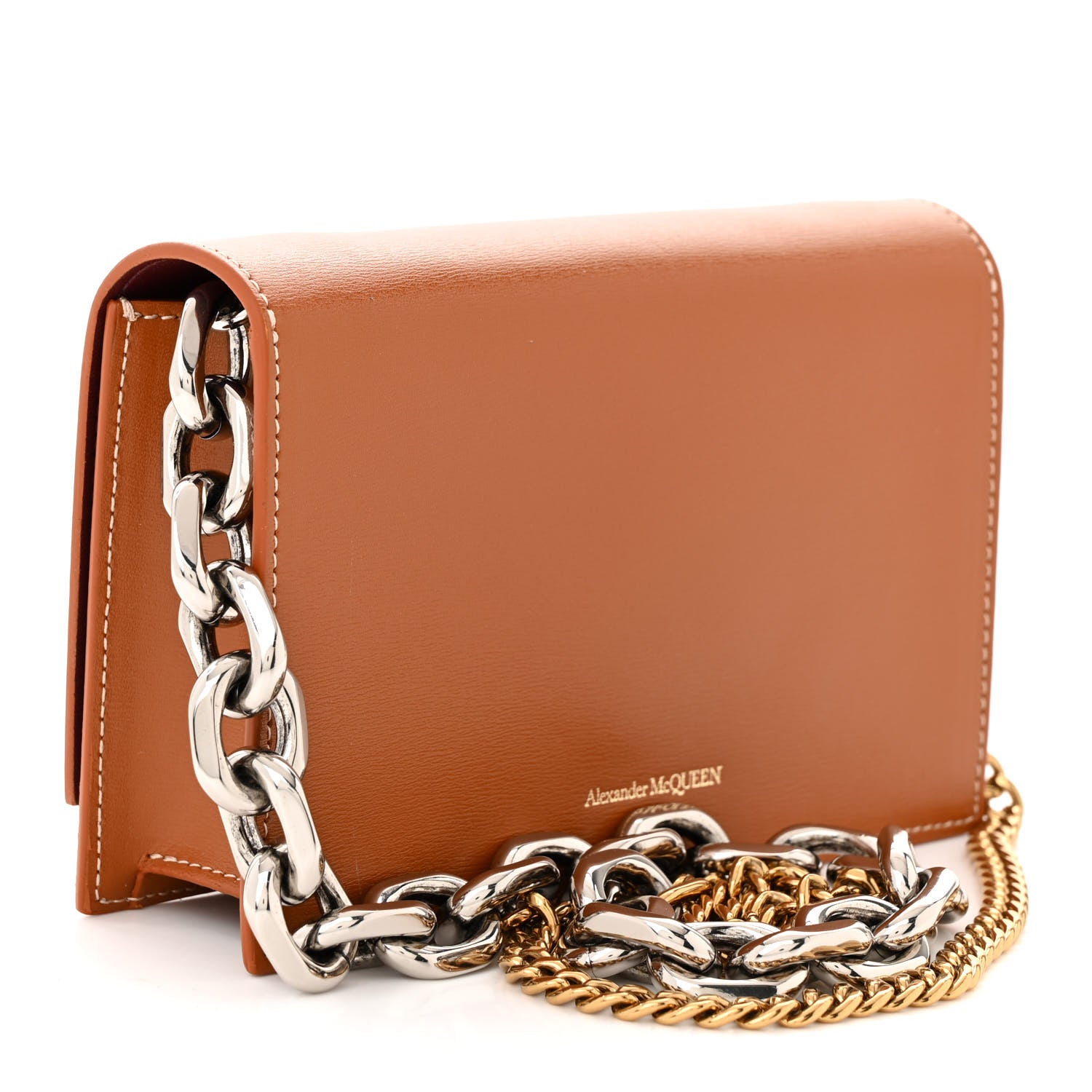 Alexander McQueen Calfskin Mini Skull Chain Crossbody Bag Caramel Tan 3 of 11