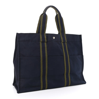 Hermes Canvas Herline GM Tote Navy 3 of 10