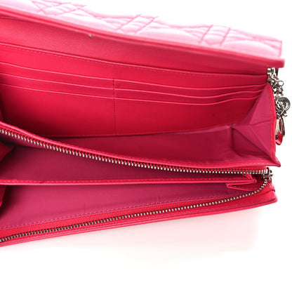 Christian Dior Lambskin Cannage Lady Dior Rendezvous Wallet On Chain Fuchsia 5 of 8