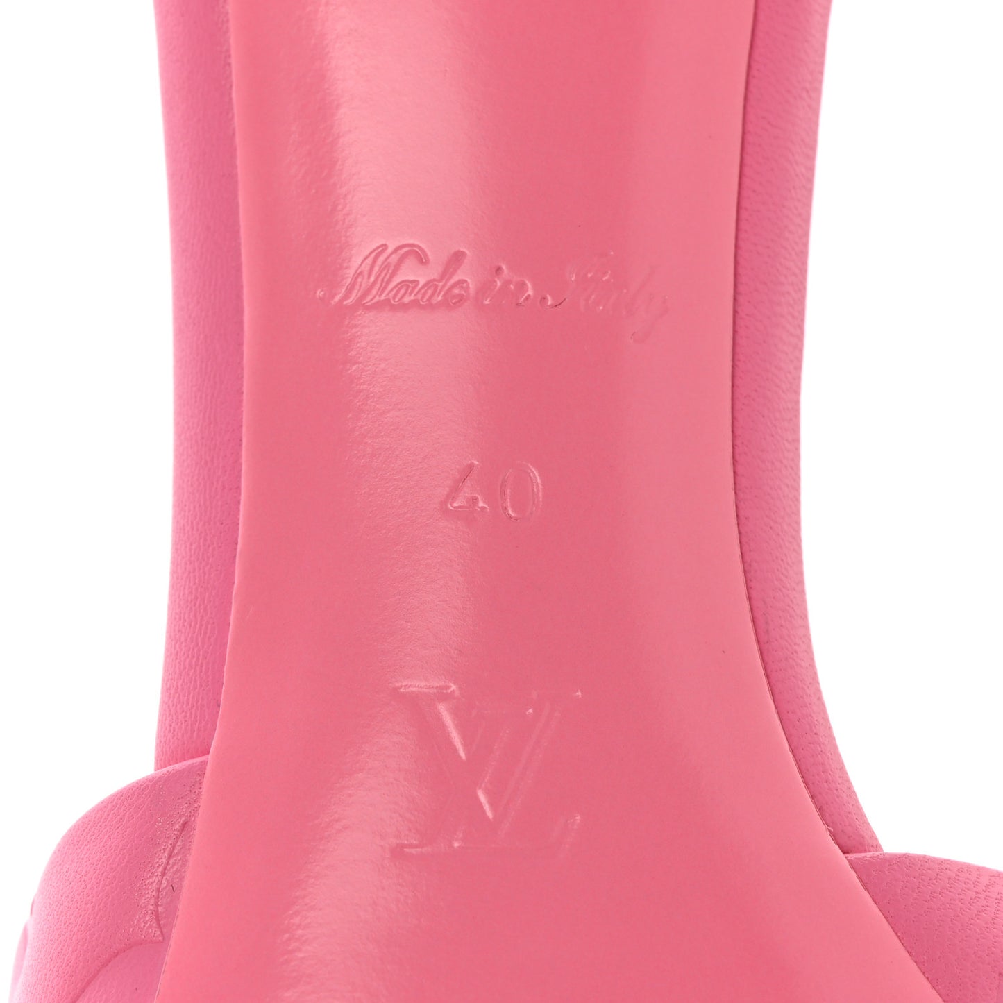 Lambskin Embossed Monogram Revival Mid Heel Mules 40 Rose Pop