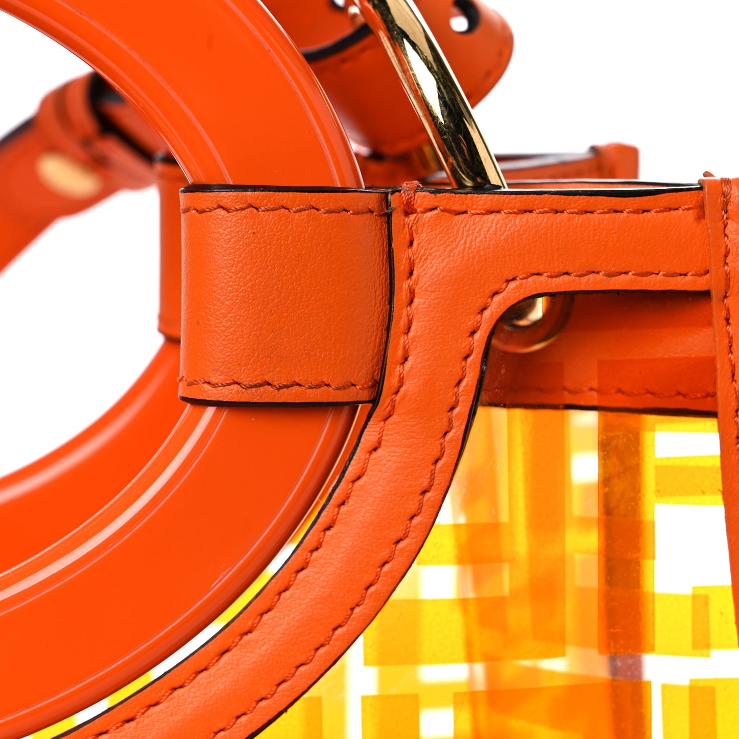 TPU FF Vitello Century Plexiglass Small Runaway Shopper Tote Aranciata
