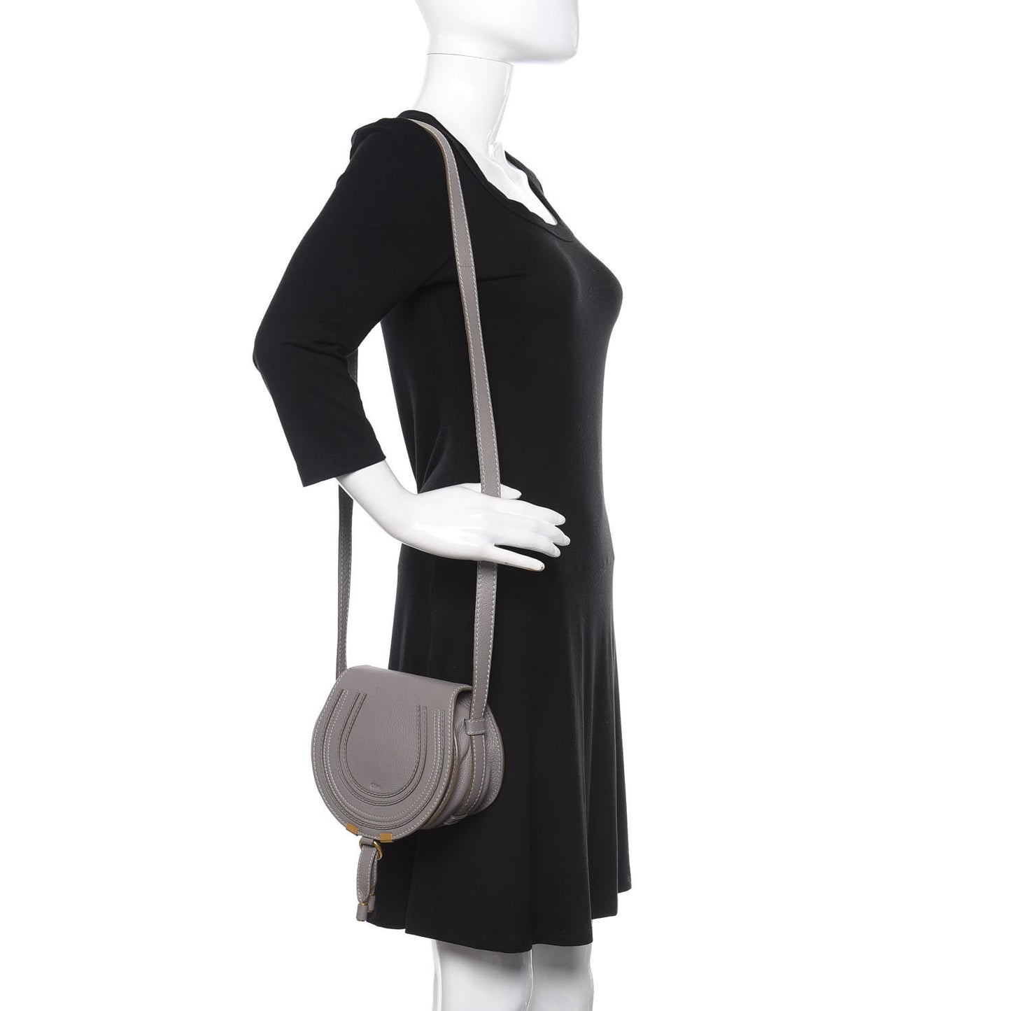 Calfskin Mini Marcie Round Crossbody Bag Cashmere Grey