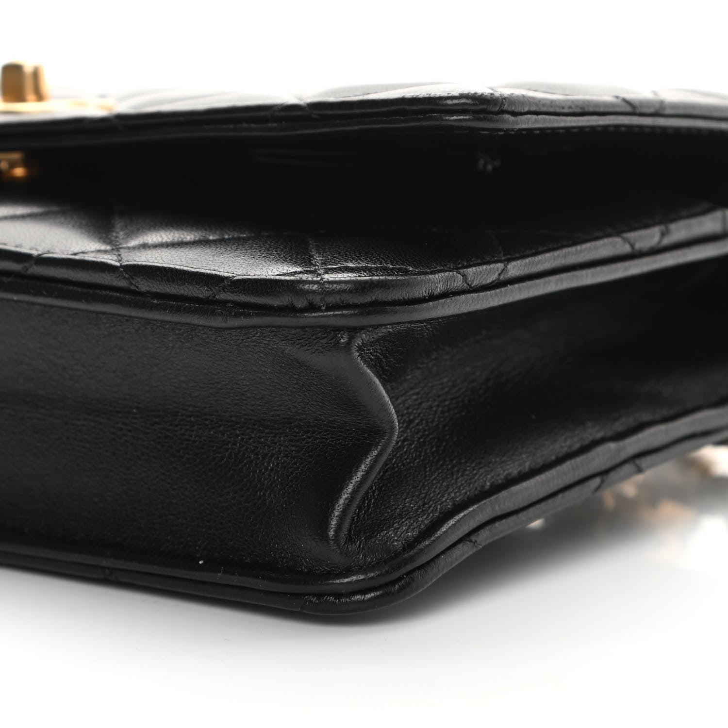 Chanel Lambskin Quilted CC Pearl Crush Wallet on Chain WOC Black 11 of 14