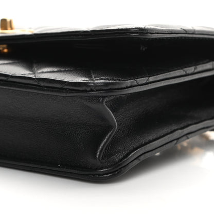 Chanel Lambskin Quilted CC Pearl Crush Wallet on Chain WOC Black 11 of 14