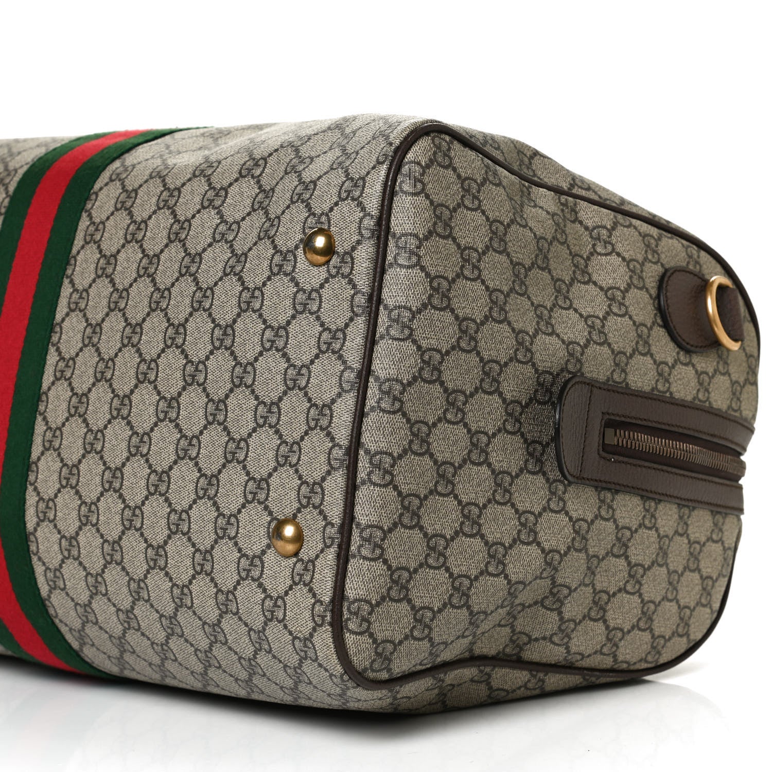 Gucci GG Supreme Monogram Textured Dollar Calfskin Web Medium Ophidia Carry-On Duffle Bag Beige Ebony New Acero 11 of 13