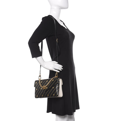 Gucci Calfskin Diagonal GG Medium Thiara Double Envelope Shoulder Bag Black White 3 of 10