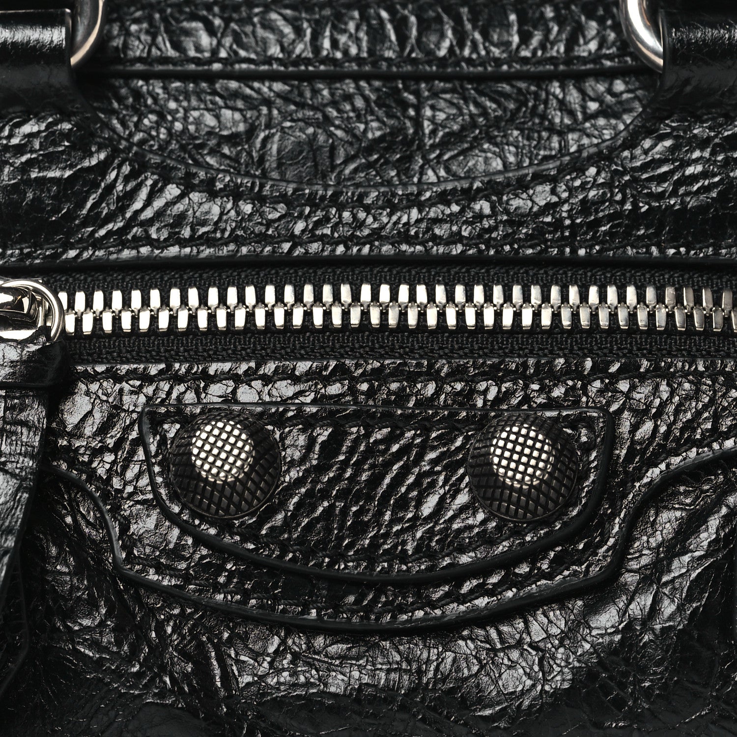 Balenciaga Agneau Arena Crystal Neo Nano Cagole Handbag Black 9 of 12