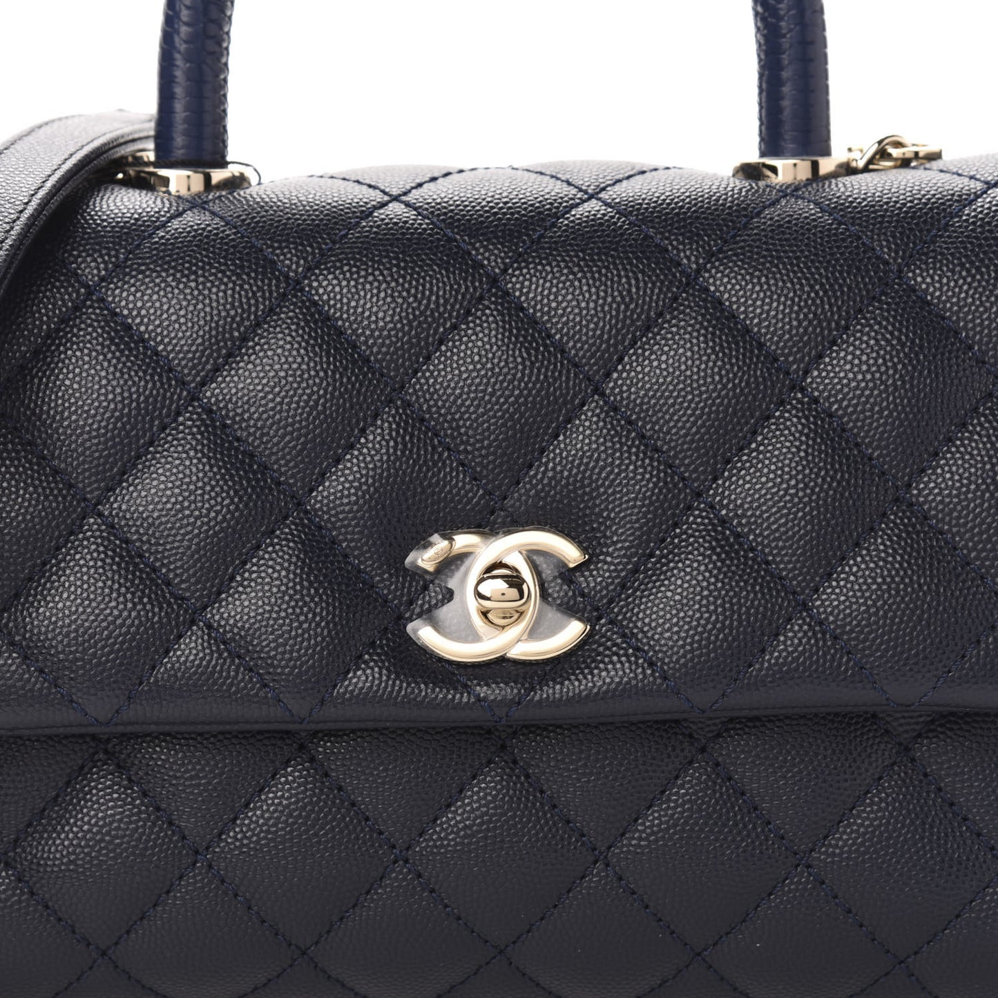Caviar Quilted Mini Coco Handle Flap Navy Blue