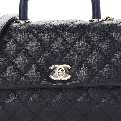 Chanel Caviar Quilted Mini Coco Handle Flap Navy Blue 10 of 10