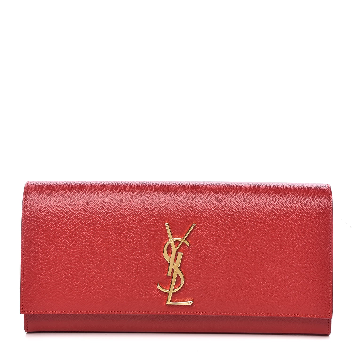 Saint Laurent Grain De Poudre Classic Monogram Cassandre Clutch New Red 1 of 8