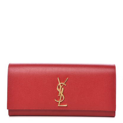 Saint Laurent Grain De Poudre Classic Monogram Cassandre Clutch New Red 1 of 8
