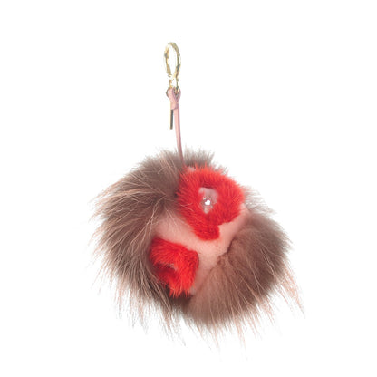 Fendi Rabbit Mink Fox Fur Furry Yang Monster Bag Bug Charm Red Pink 1 of 4