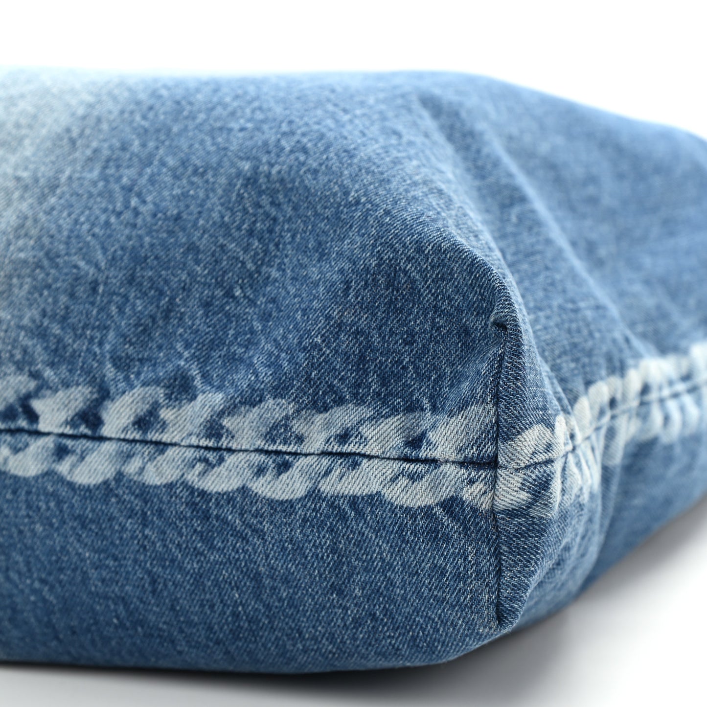 Denim Printed Shopping Bag Blue