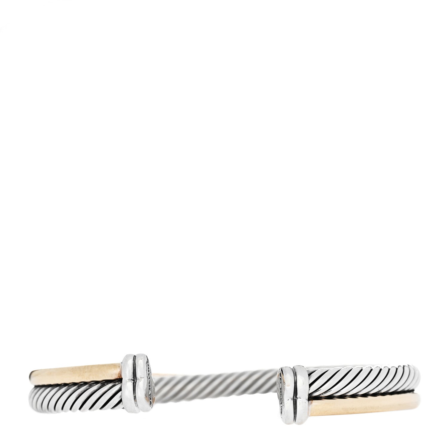 David Yurman Sterling Silver 18K Yellow Gold 5mm Crossover Cuff Bracelet 2 of 3