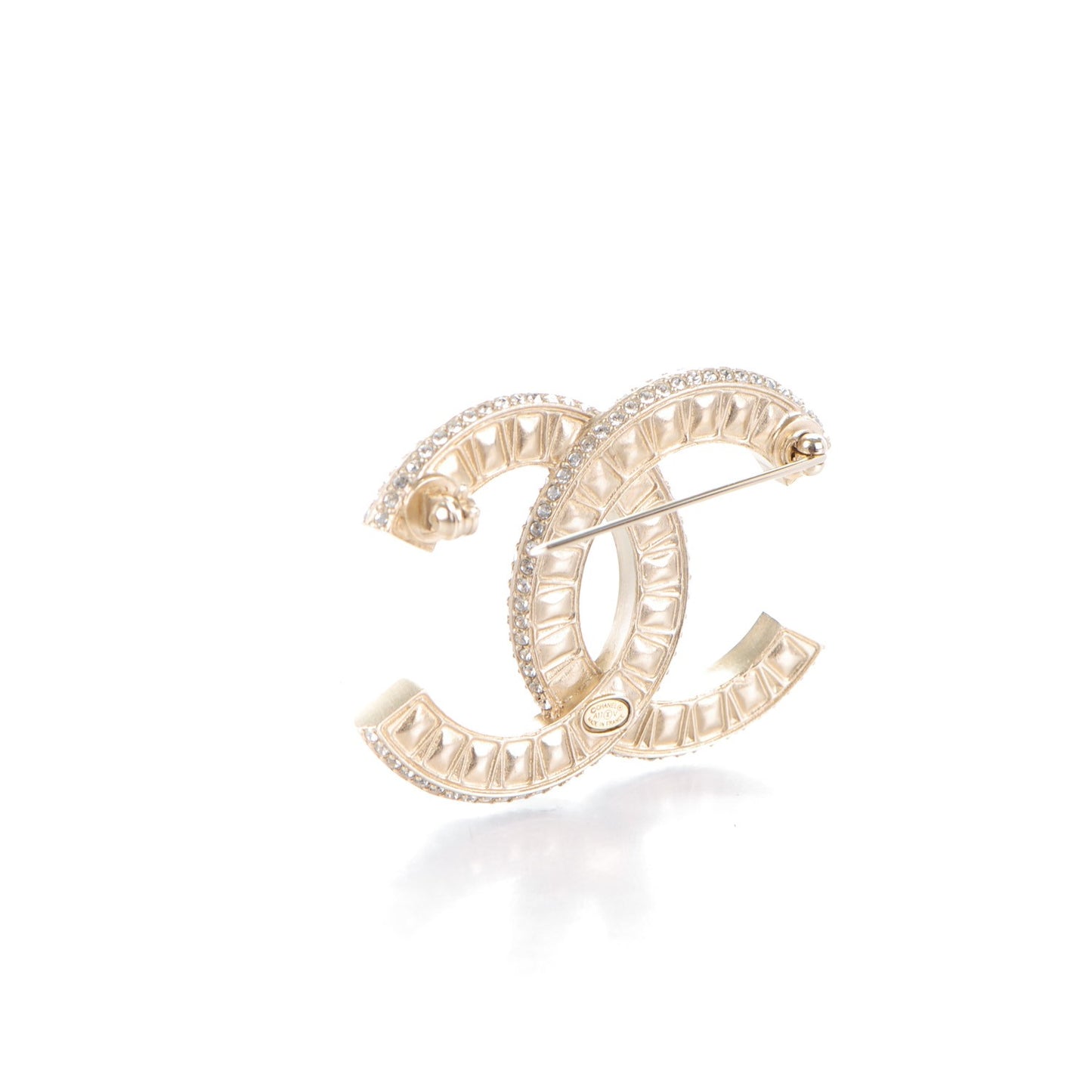 Baguette Crystal CC Brooch Gold