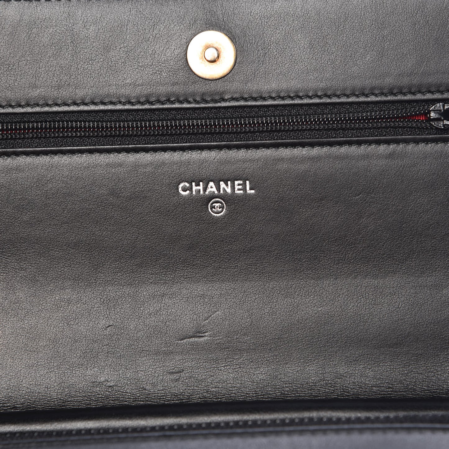 Aged Calfskin Quilted Gabrielle Wallet On Chain WOC Navy Black