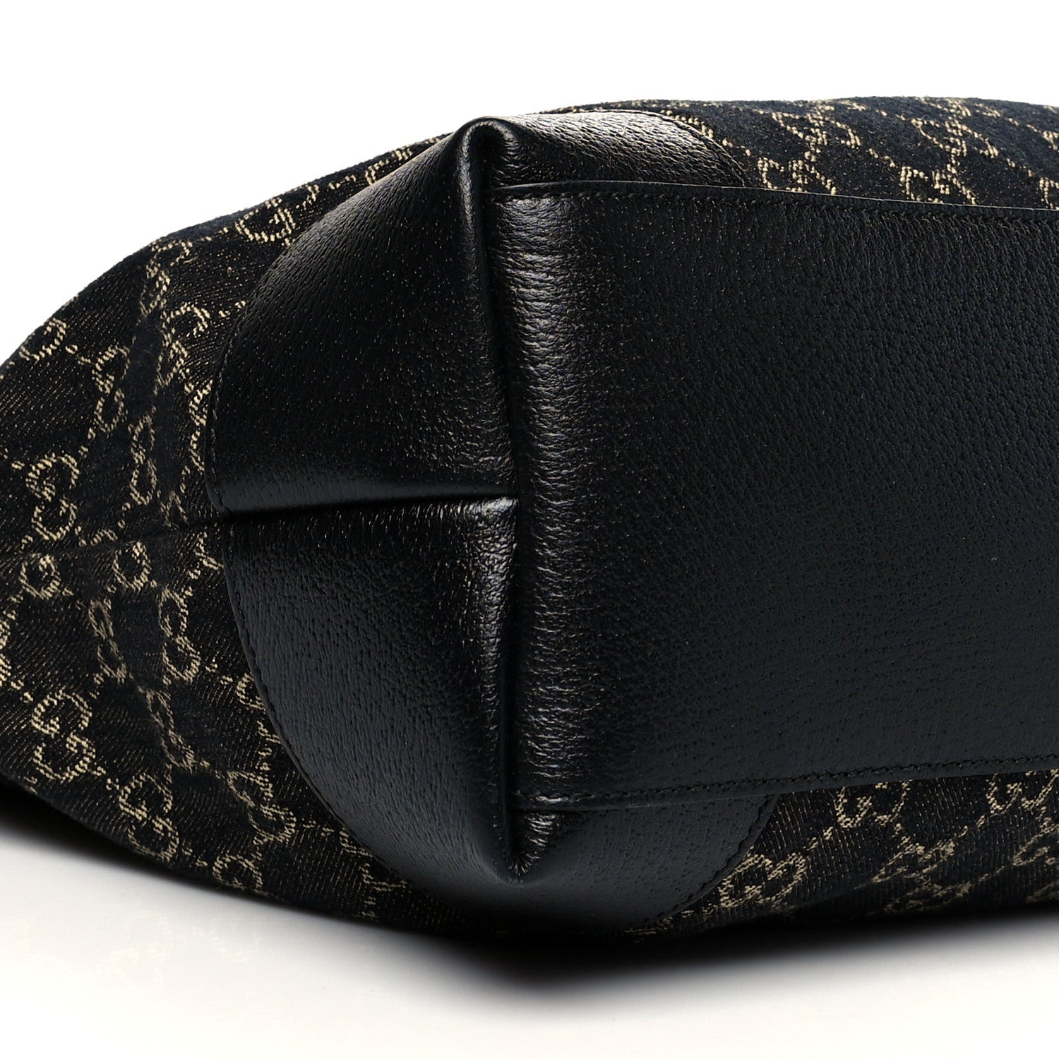 Gucci Jacquard Black Denim GG Monogram Medium Ophidia Shopping Tote Black Ivory 9 of 11