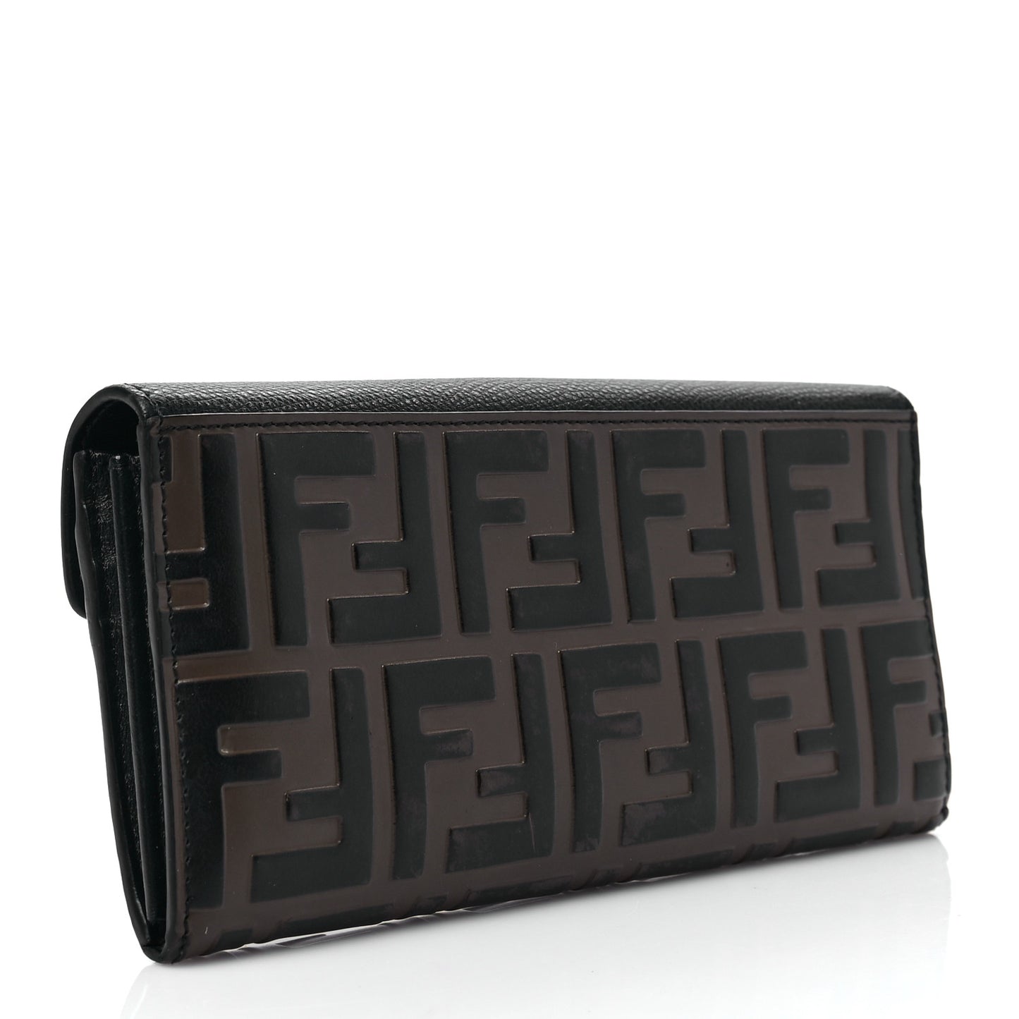 Vitello Cruise F is Fendi Bi-Color FF 1974 Embossed Continental Envelope Wallet Maya Black