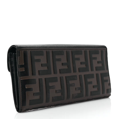 Fendi Vitello Cruise F is Fendi Bi-Color FF 1974 Embossed Continental Envelope Wallet Maya Black 3 of 7