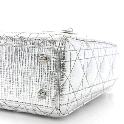 Christian Dior Metallic Grained Calfskin Cannage Small Lucky Badges My Lady Dior Silver 10 of 11