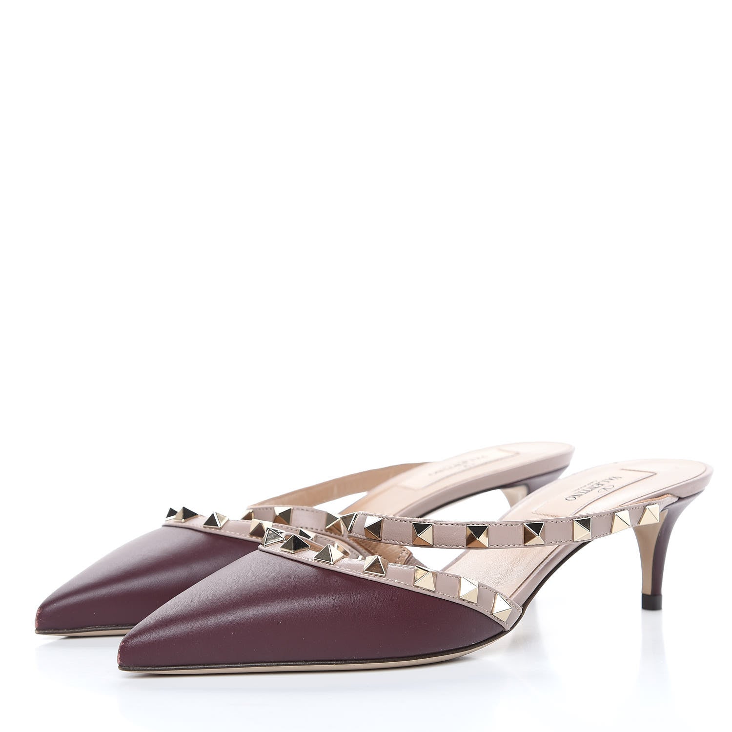 Valentino Garavani Calfskin Nappa Rockstud Cross Strap 50mm Mules 37 Rubin Poudre 3 of 10