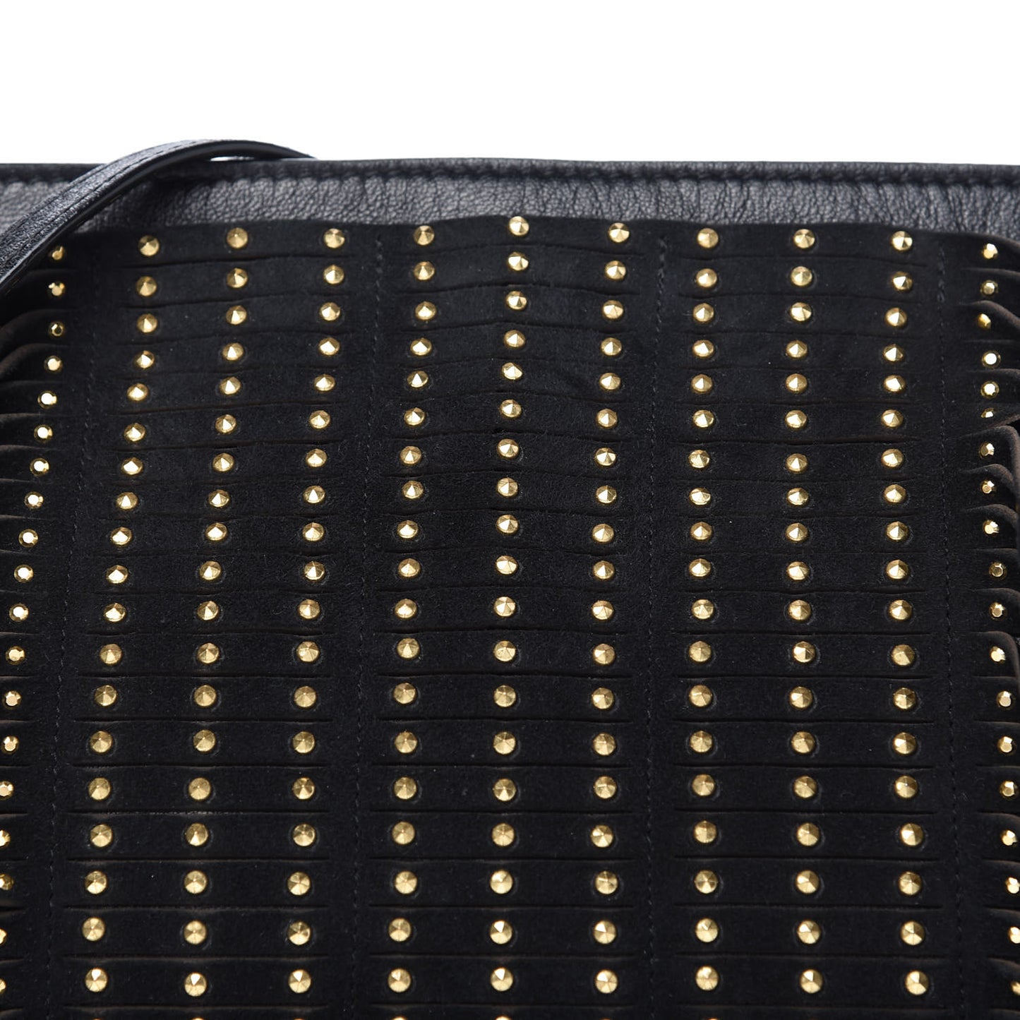Lambskin Suede Studded Fringe Alexia Bag Black