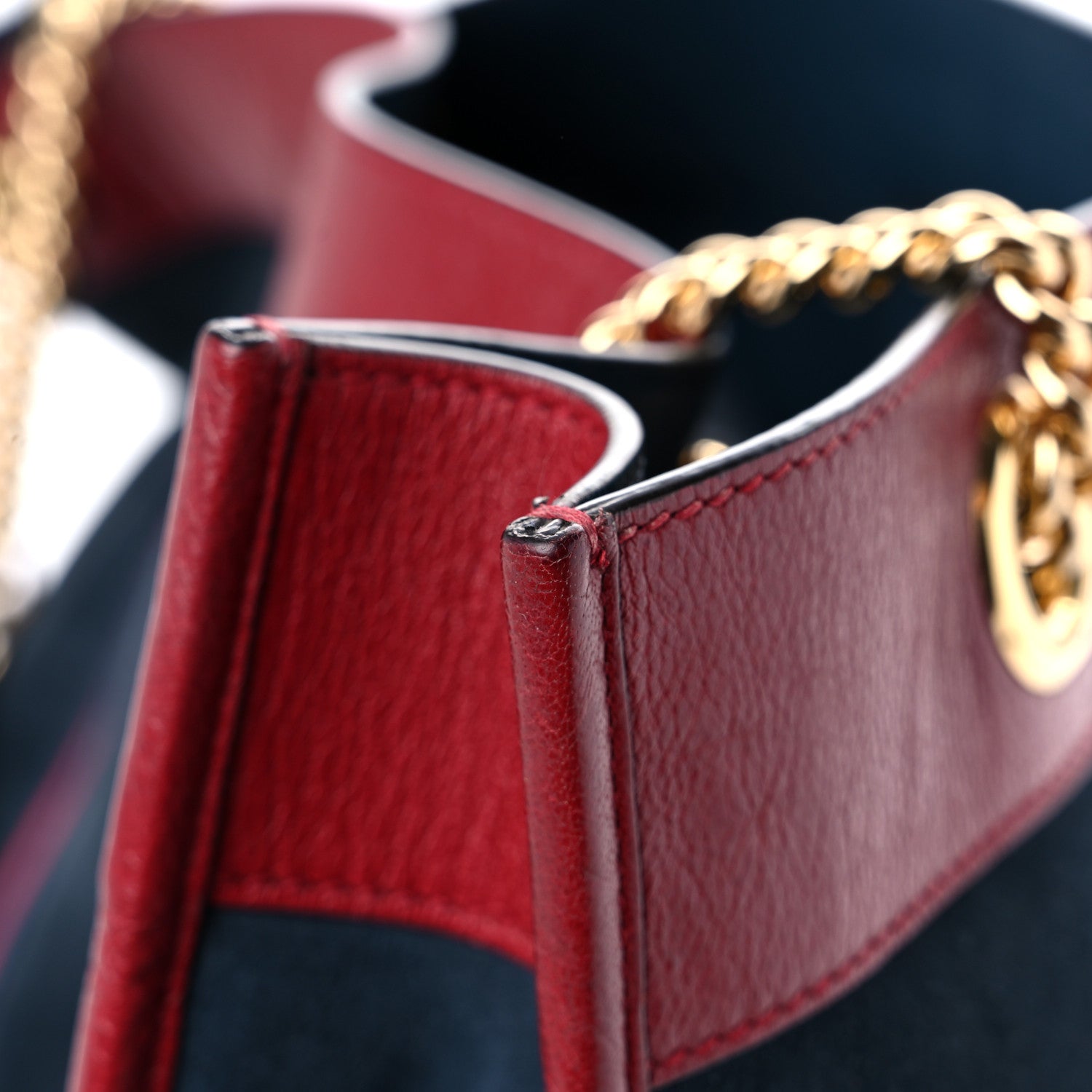 Gucci Suede Calfskin Large Rajah Chain Tote New Blue Romantic Cherry 13 of 14