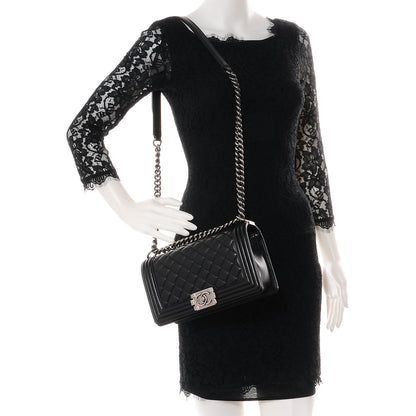 Chanel Lambskin Quilted Medium Boy Flap Black 2 of 9
