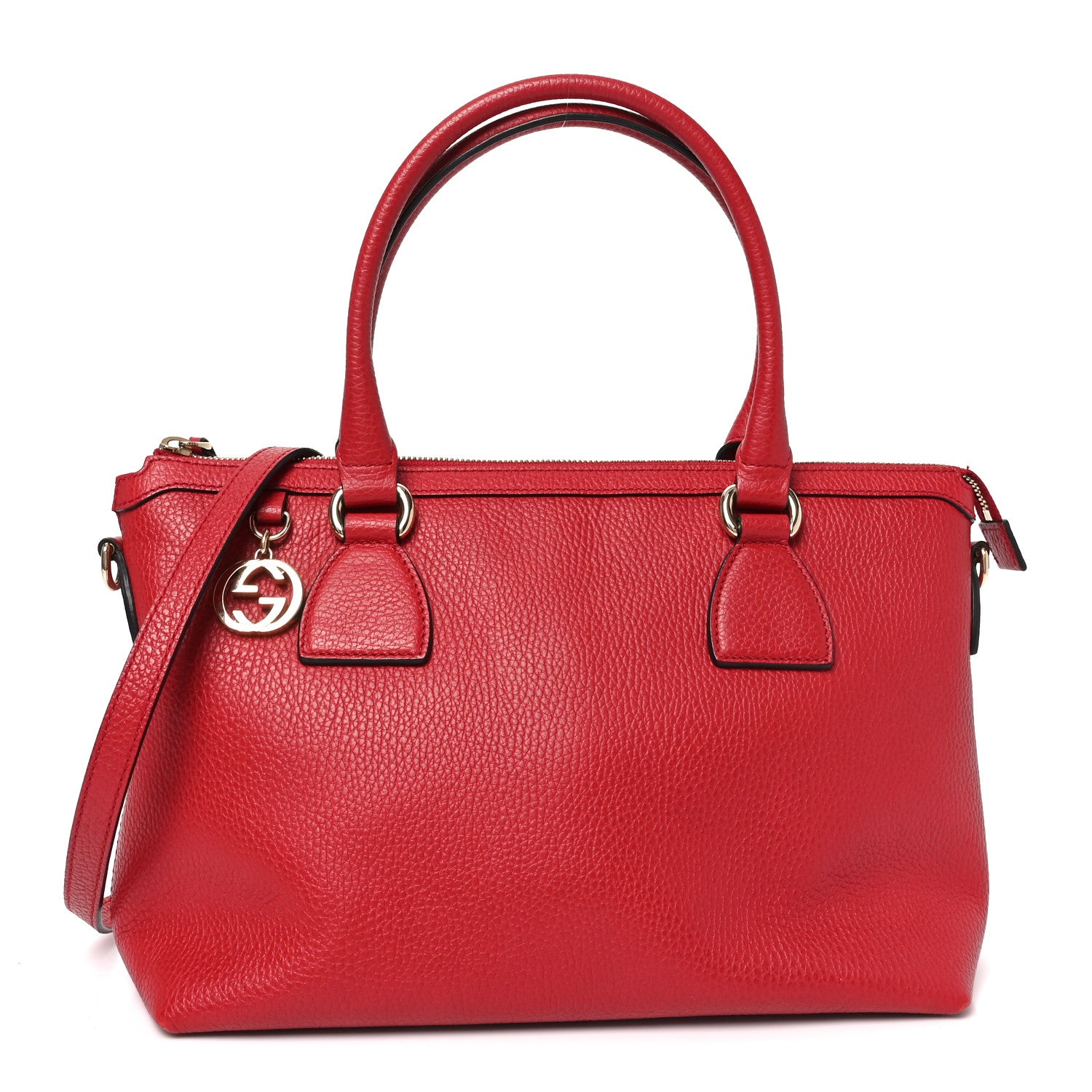Gucci Dollar Calfskin GG Charm Satchel Red 1 of 10