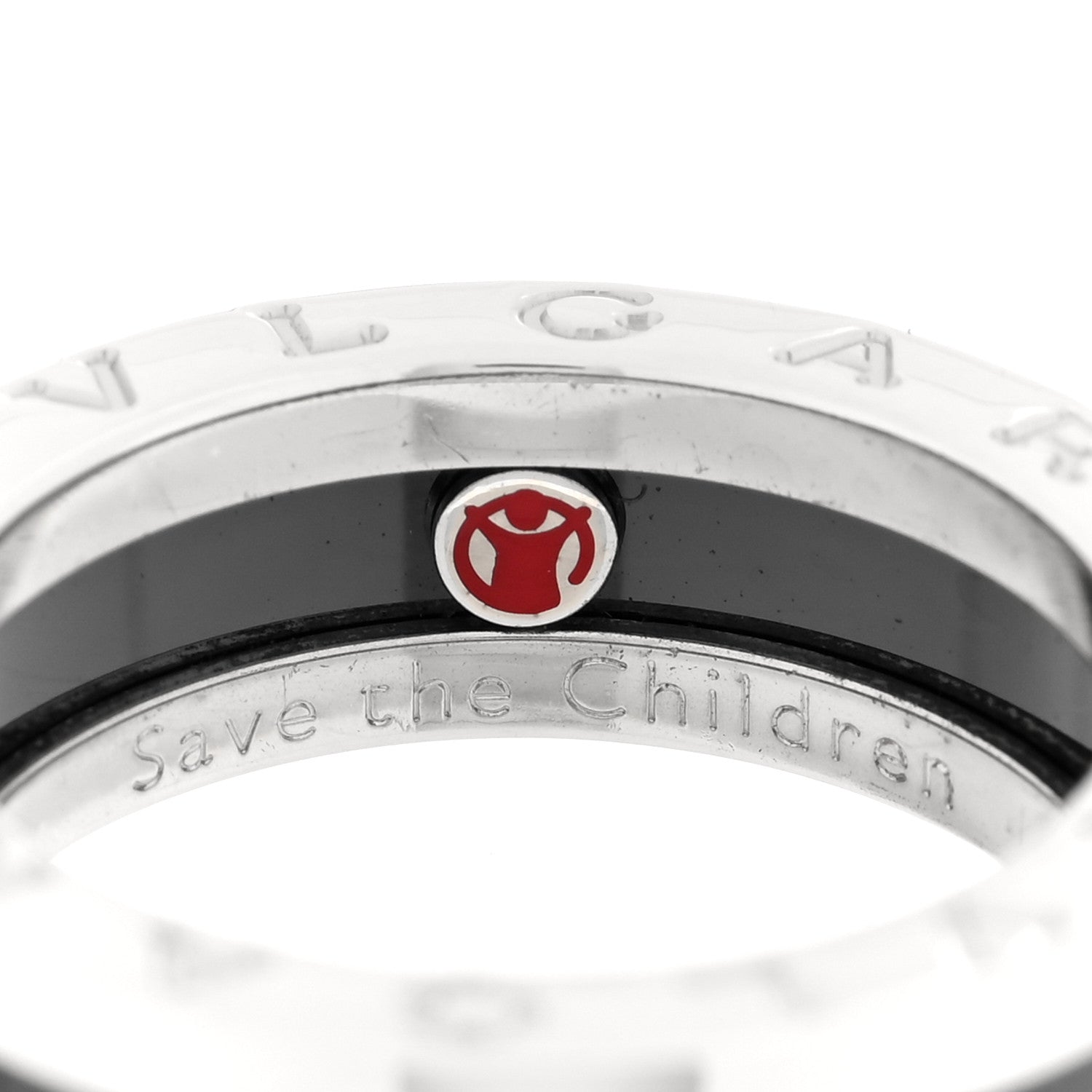 Bulgari Sterling Silver Ceramic Save The Children One-Band Ring 53 6.5 5 of 5