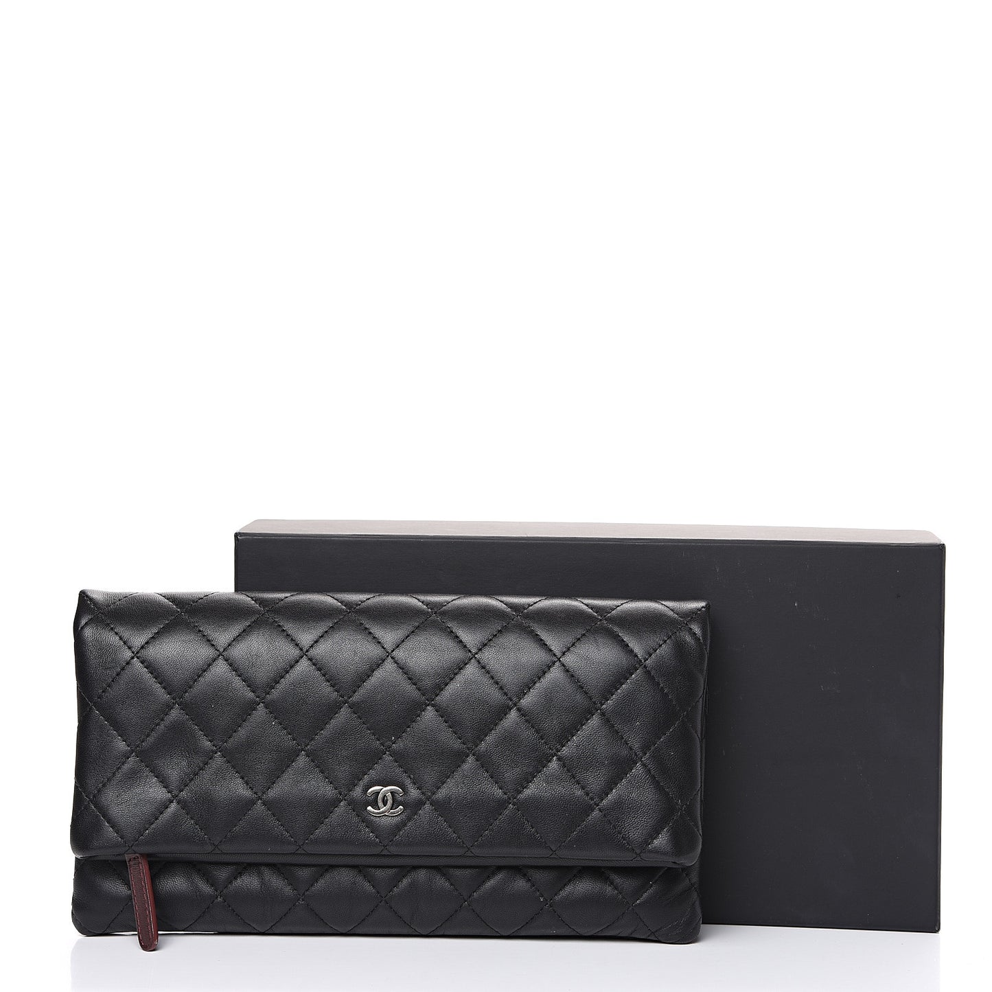 Lambskin Quilted CC Beauty Clutch Black