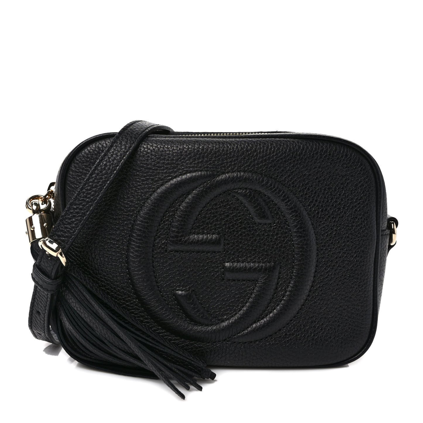 Pebbled Calfskin Small Soho Disco Bag Black