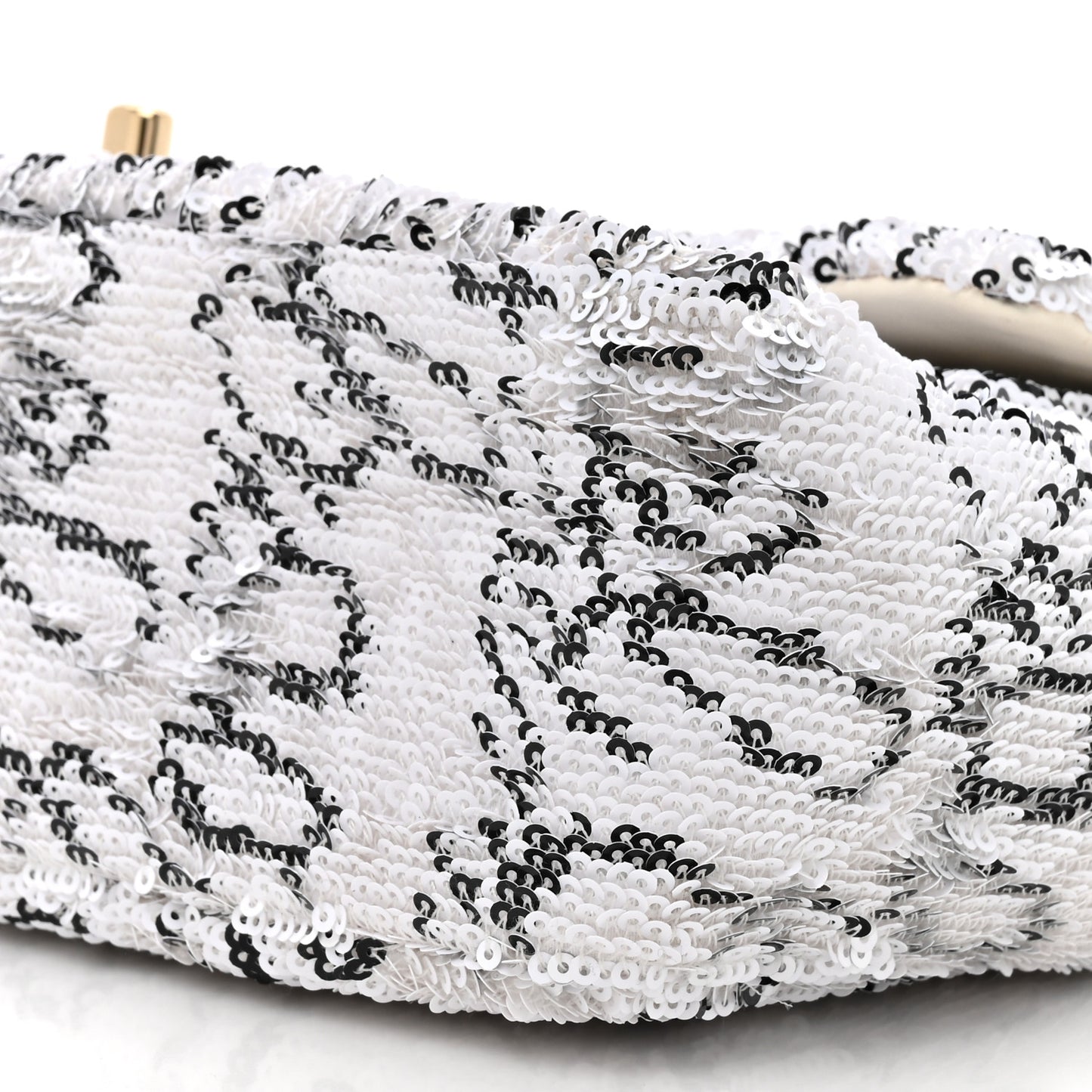 Sequin Logo Medium Flap White Black