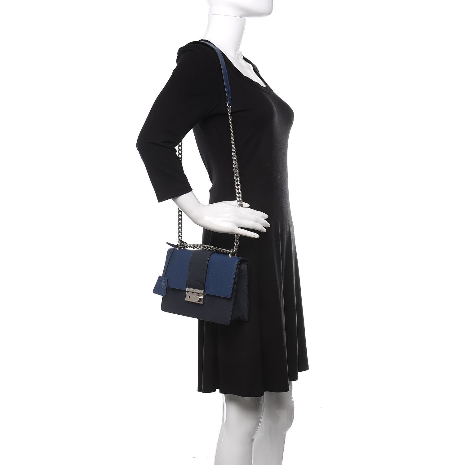 Prada Saffiano Pattina Crossbody Bag Bluette Baltico 2 of 10