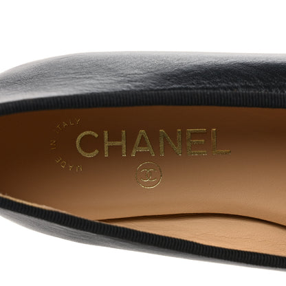 Chanel Lambskin Patent CC Cap Toe Ballerina Flats 38 Black 7 of 8