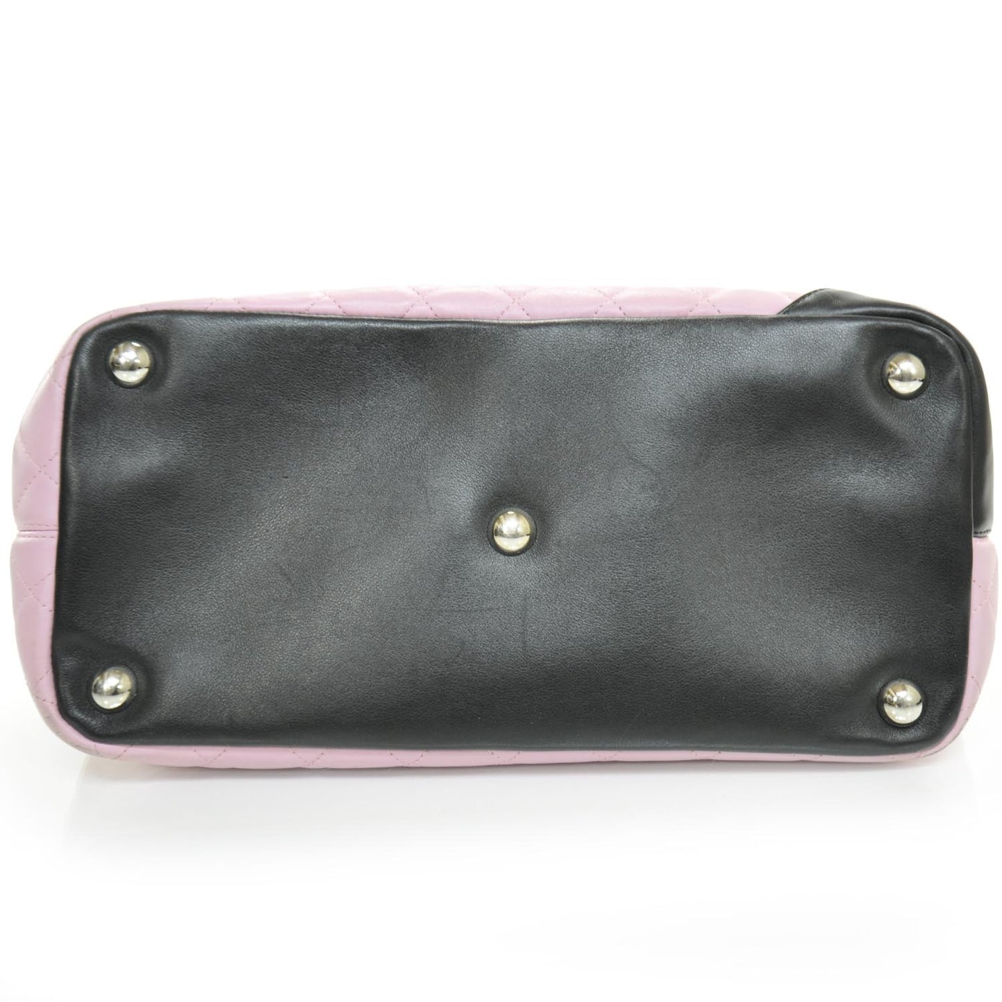Calfskin Quilted Large Cambon Tote Pink Black