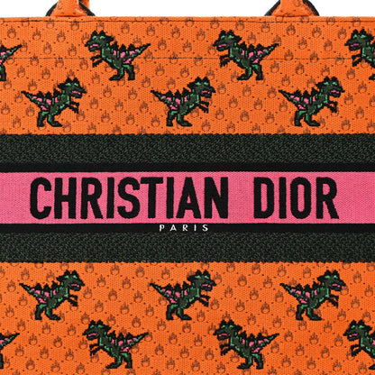 Christian Dior Canvas Embroidered Medium Dino Book Tote Orange Multicolor 8 of 12