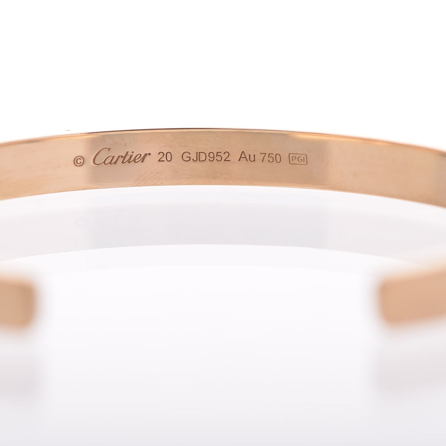 18K Yellow Gold LOVE Cuff Bracelet 20