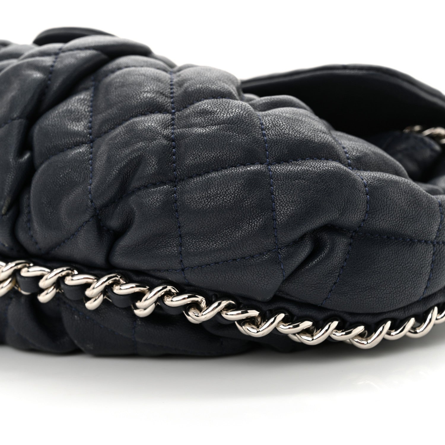 Chanel Washed Lambskin Quilted Medium Chain Around Messenger Navy Blue 10 of 13