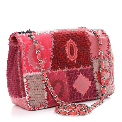 Chanel Tweed Patchwork Jumbo Single Flap Pink 3 of 9