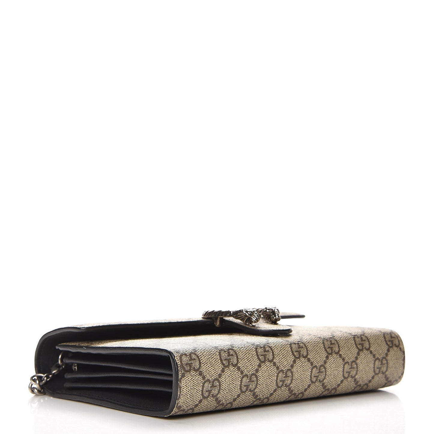 GG Supreme Monogram Mini Dionysus Chain Wallet Beige Black