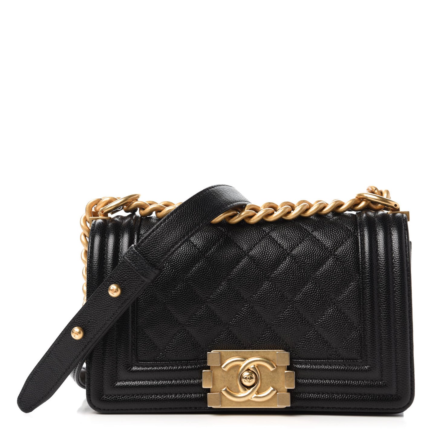 Caviar Quilted Small Boy Flap Black