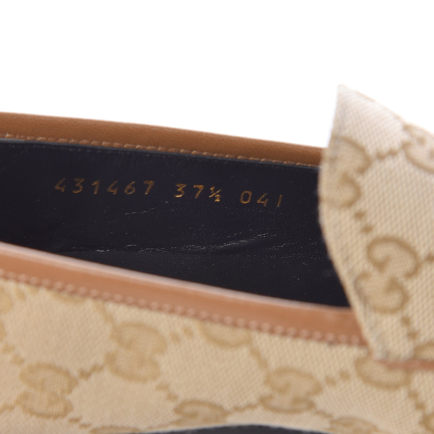 Canvas GG Monogram Horsebit Womens Jordaan Loafers 37.5 New Sand Friky Taupe