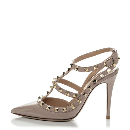 Valentino Garavani Patent Rockstud Ankle Strap Pumps 35 Poudre 1 of 7