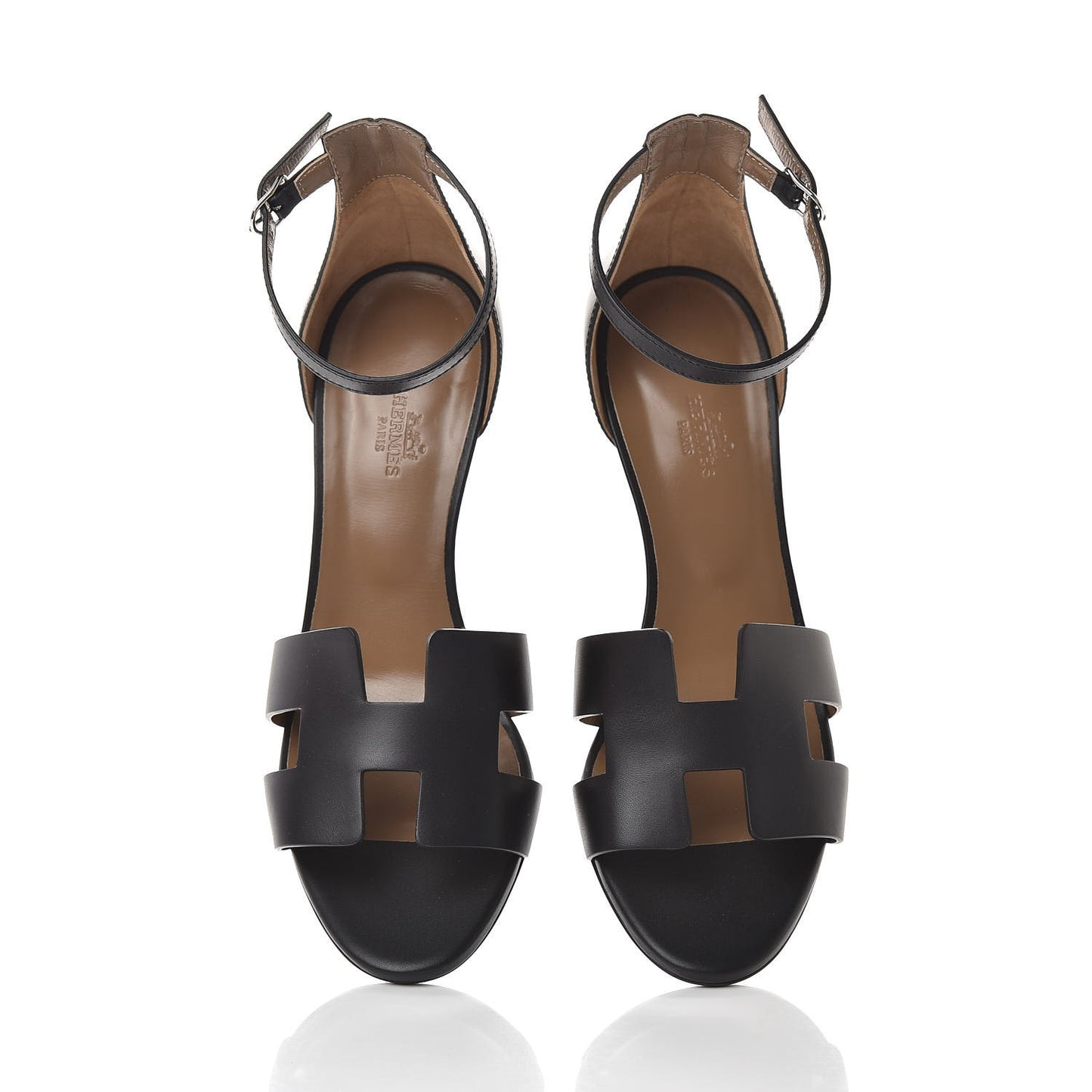 Calfskin Legend Wedge Sandals 40 Black