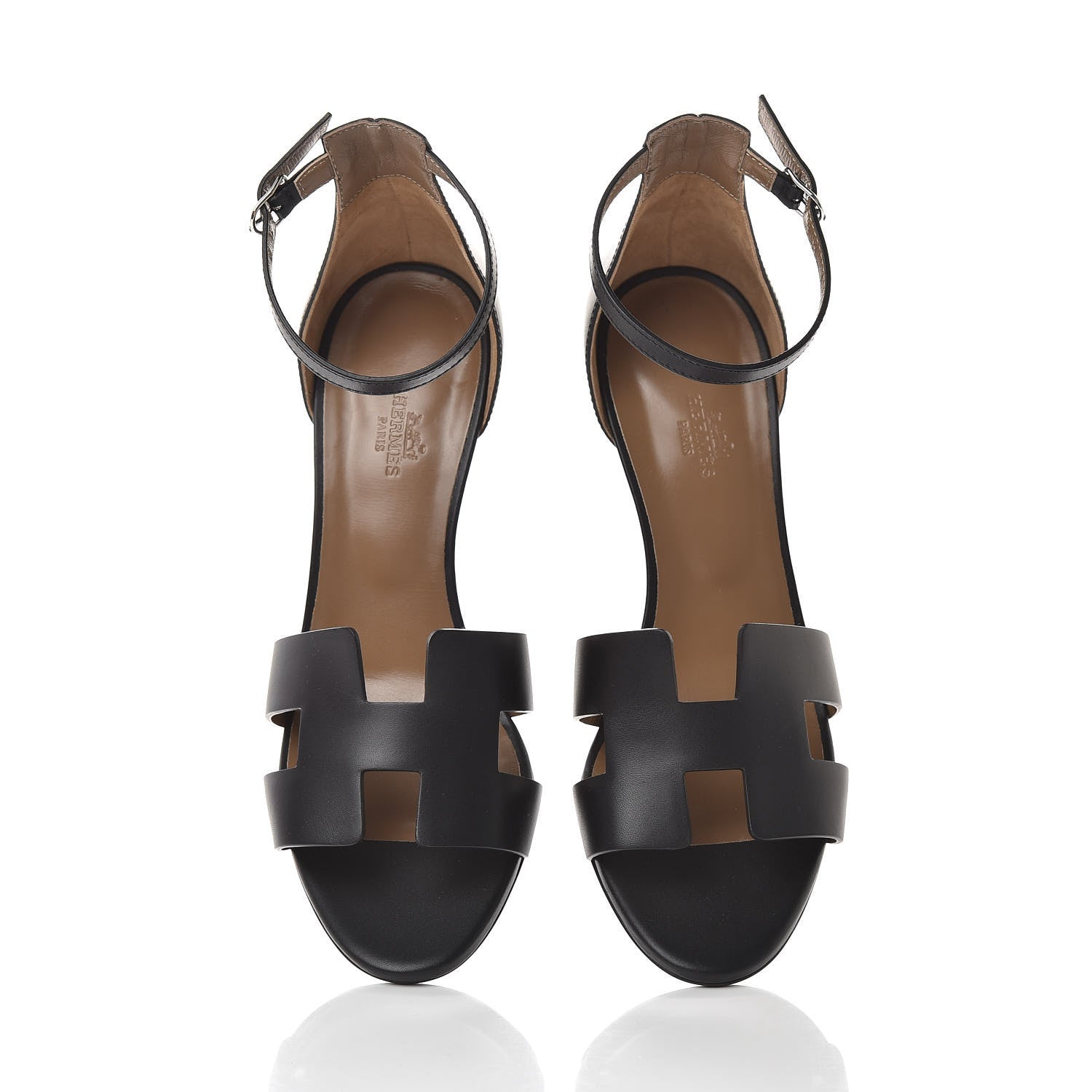 Hermes Calfskin Legend Wedge Sandals 40 Black 5 of 10