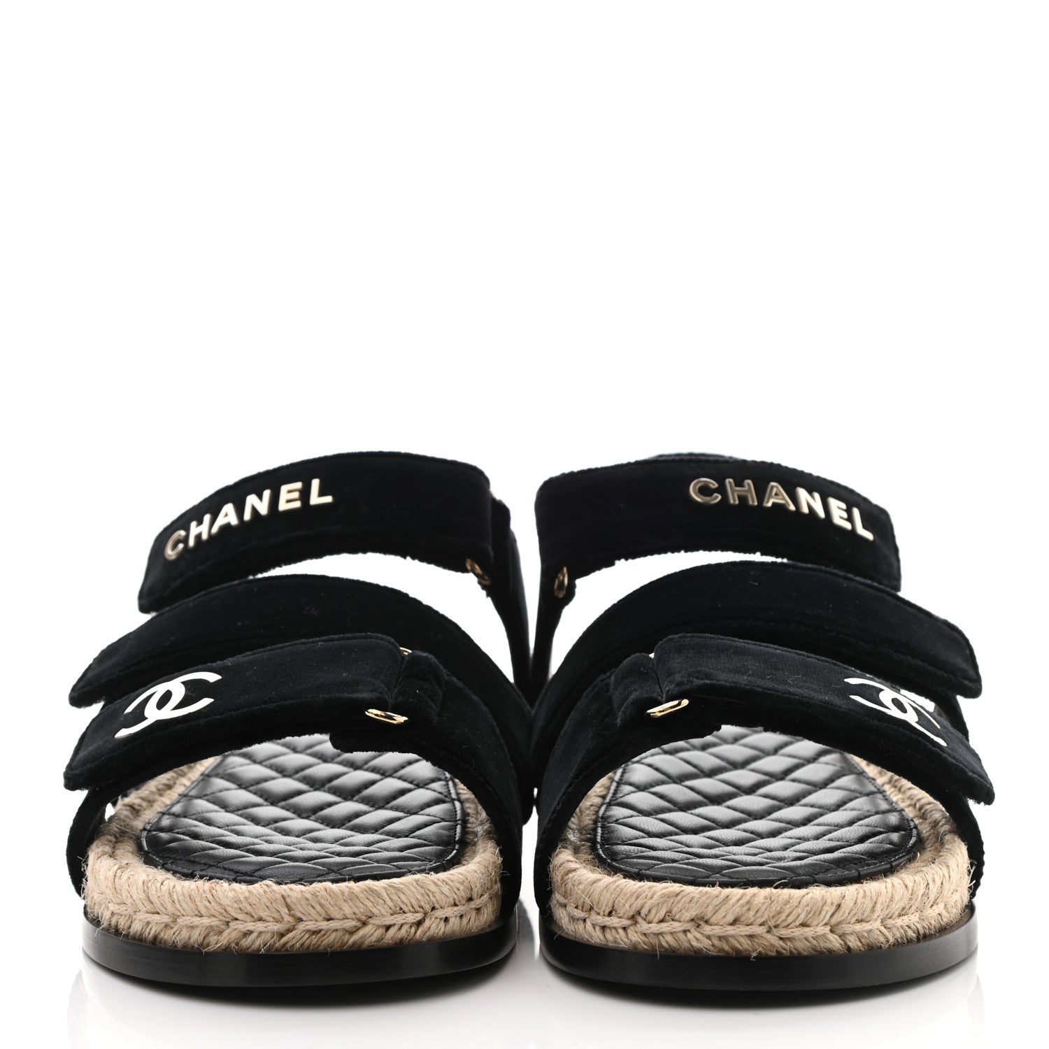 Chanel Velvet Lambskin CC Flat Sandals 39 Black 2 of 9